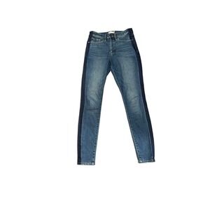 Athleta Size 4 High Rise Skinny Jeans Dark Wash Side Stripe